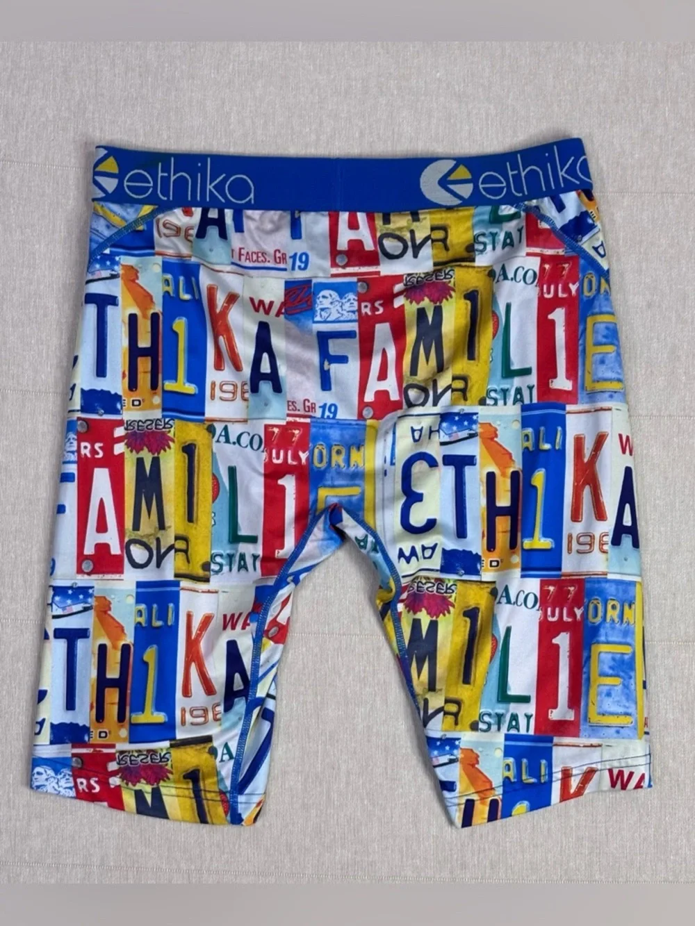Ethika Multicolor License Plate Boxer Briefs Stretch Fit No Size Tag Bold
